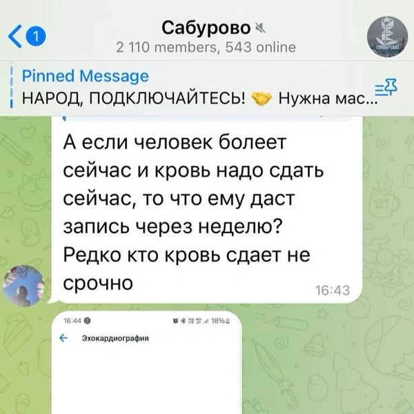 И перенаправить пациентов в другие клиники | Источник: чат «Сабурово» / T.me