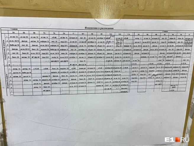 В раписании у старшеклассников почти нет русского языка и литературы | Источник: читательница E1.RU