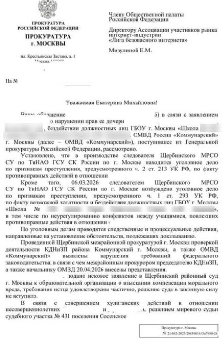 Делом Алины заинтересовалась глава Лиги безопасного интернета Екатерина Мизулина | Источник: Екатерина Мизулина / T.me