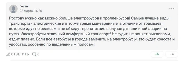 Некоторые уверены, что городу необходимы электробусы | Источник: 161.RU