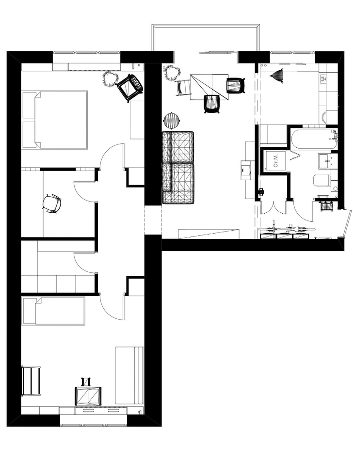 Квартира 75 м² для молодой семьи в центре Москвы