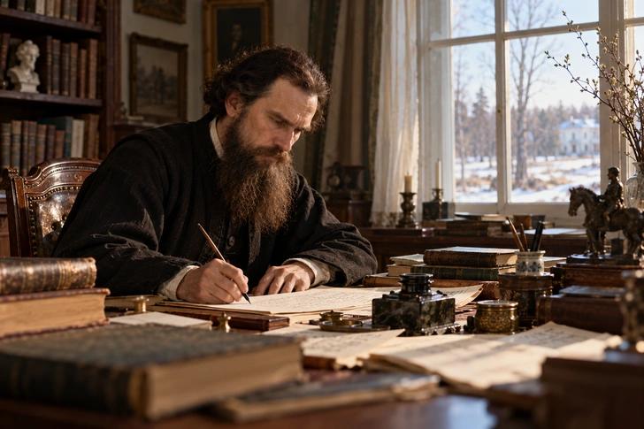 29 марта 1873 года в Ясной Поляне Лев Толстой начал роман «Анна Каренина». | Источник: Dall-E