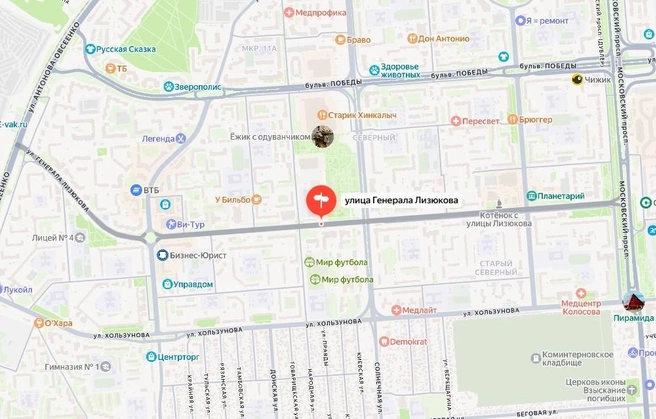 Улица Лизюкова на карте Воронежа | Источник: Яндекс Карты / yandex.ru/maps