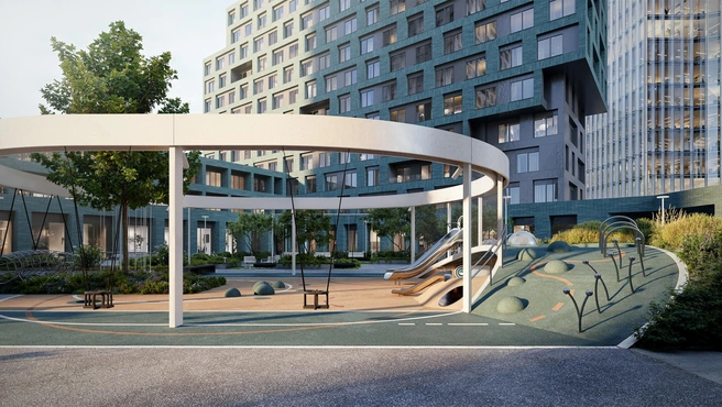 Главным акцентом станет многоуровневая игровая площадка для юных резидентов разных возрастов | Источник: STONE 