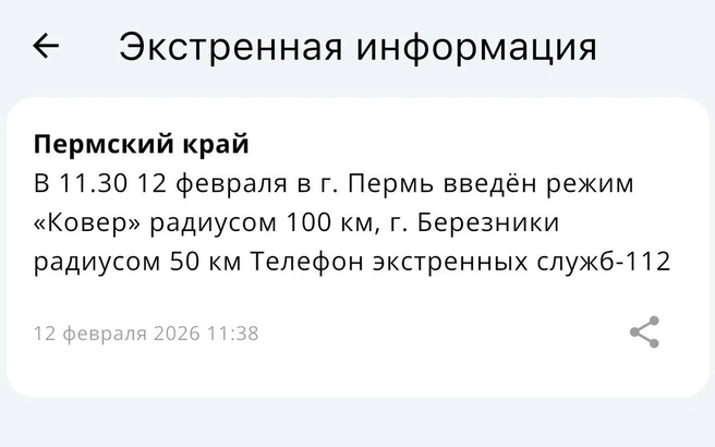 Такие сообщения получили прикамцы | Источник: МЧС России