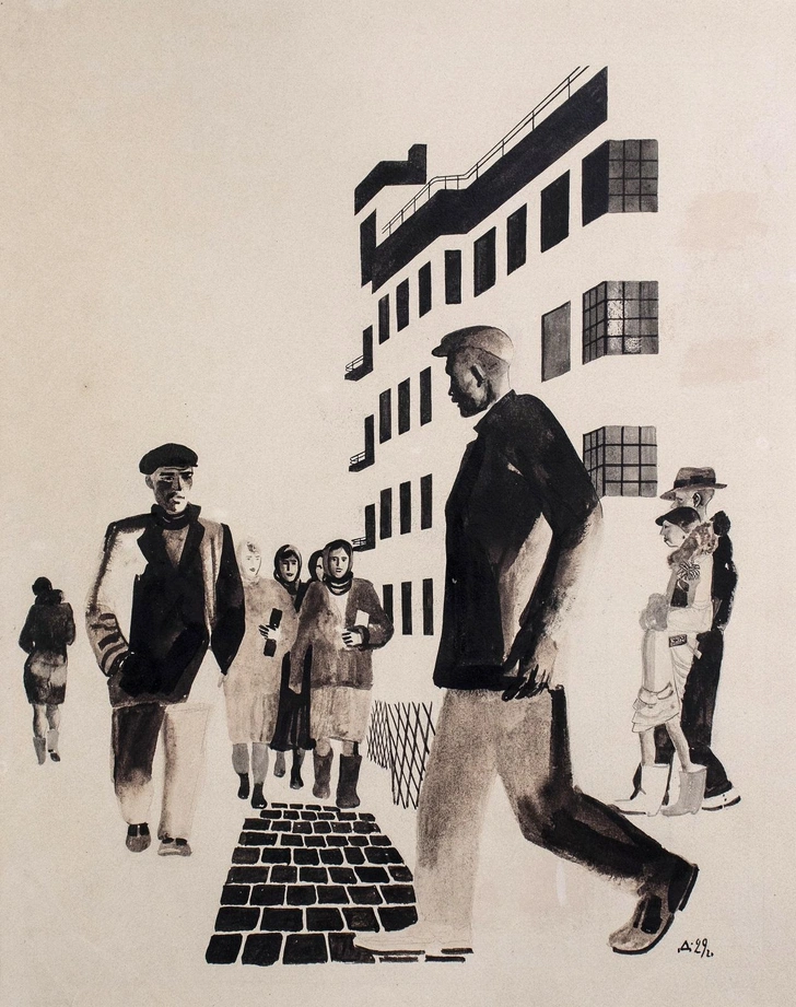 Александр Дейнека. «Окраина Москвы». 1929. Самарский областной художественный музей | Источник: пресс-служба выставки