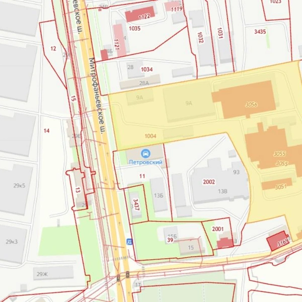 Коммунально-производственный комплекс «Старообрядческая» (выделен желтым) | Источник: публичная кадастровая карта