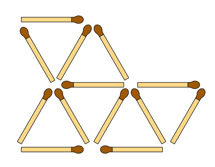 Та самая задачка со спичками из детства: переместите 3 спички так, чтобы осталось только 3 треугольника