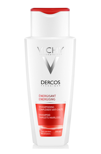 Тонизирующий шампунь против выпадения волос, Vichy. Аминексил препятствует уплотнению коллагена вокруг корня волоса, укрепляет волосы по всей длине.