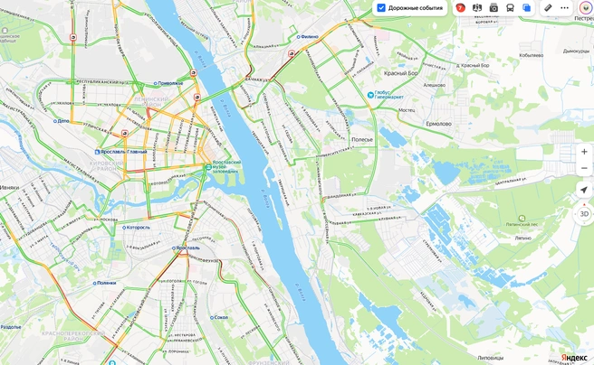 Движение в Ярославле было затруднено | Источник: Яндекс.Карты