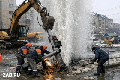 Прорыв водопровода в Чите: без воды детсад и 30 домов