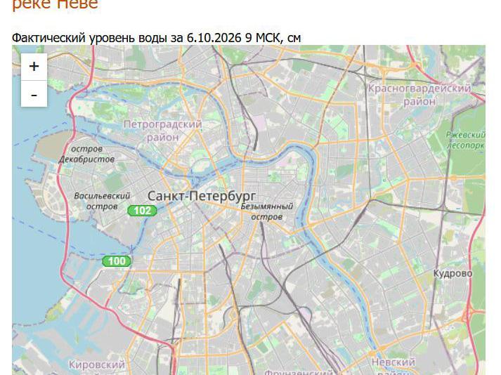 Нева в Петербурге поднялась выше нормы. Причина — ветер