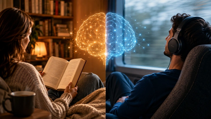 Что эффективнее: слушать аудиокниги или читать обычные книги | Источник: AI