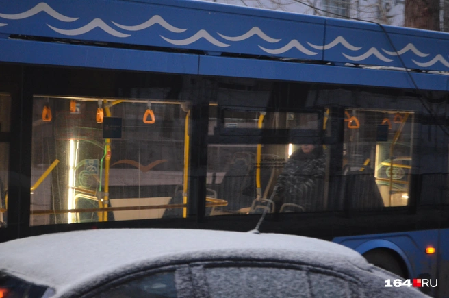 Кажется, что ехать в пустом троллейбусе комфортно | Источник: Сергей Петунин / 164.RU