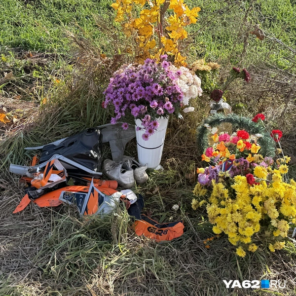 Сельчане несут цветы к месту аварии | Источник: Сергей Петунин / YA62.RU