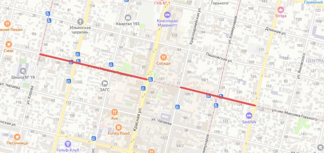 Отметили на карте участке, где планируется ремонт | Источник: yandex.ru/map-constructor