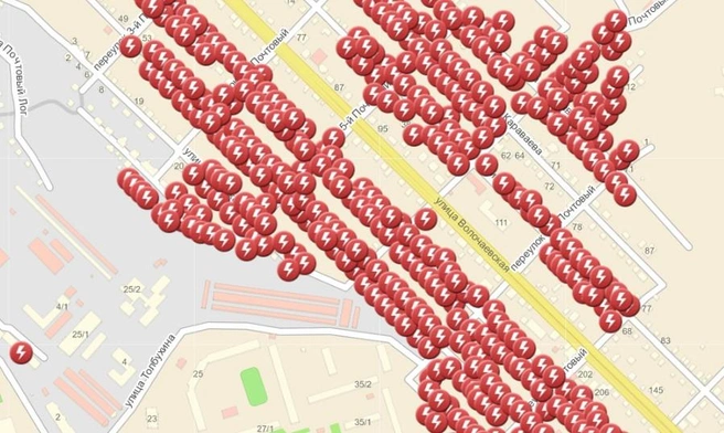 На карте отмечены 545 отключенных дома | Источник: «Мой Новосибирск»