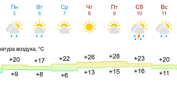 9 мая в этом году ожидается жарким, но пасмурным | Источник: gismeteo.ru