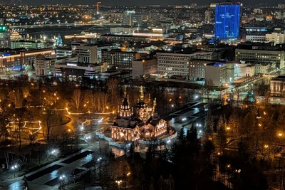В Челябинске тестируют подсветку храма Александра Невского