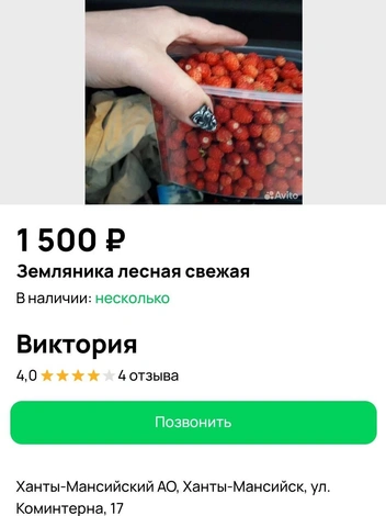 Как вам цены на землянику? Пишите в комментариях | Источник: Avito.ru