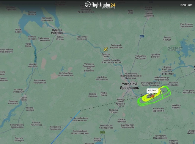 В небе над Туношной заметили кружащий самолет | Источник: flightradar24.com