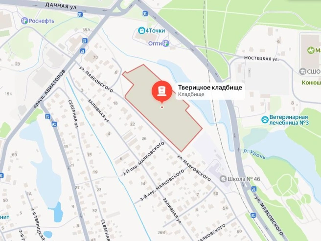 Тверицкое кладбище в Заволжском районе | Источник: Яндекс. Карты
