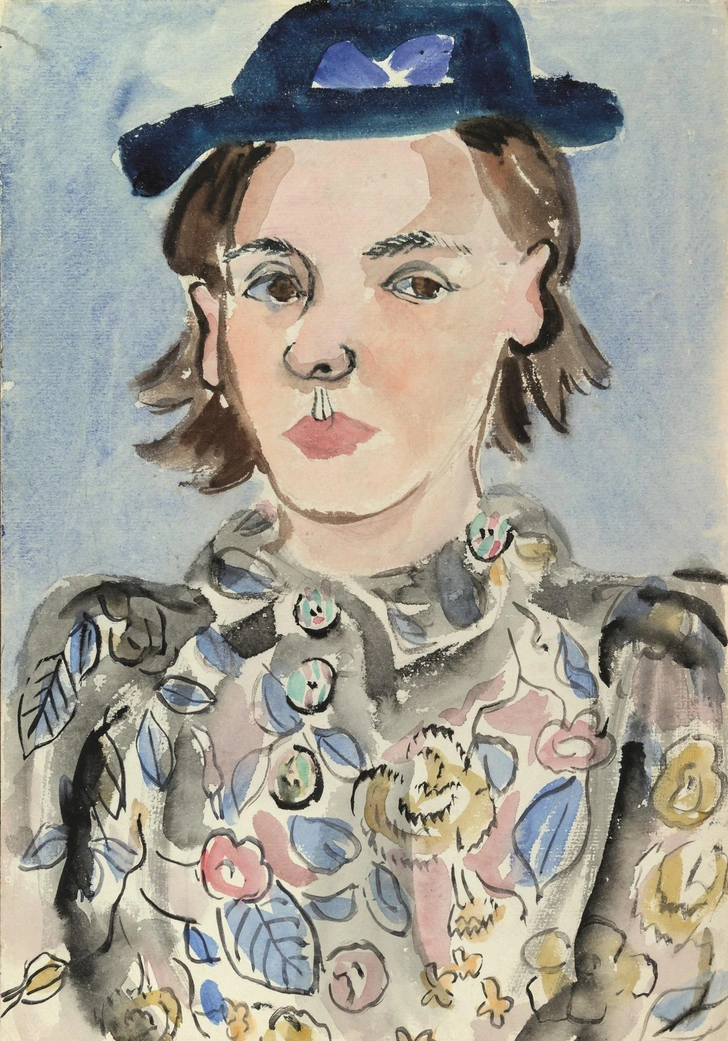 Татьяна Маврина. «Автопортрет в синей шляпке», 1930-е. Собрание Александра Шелудченко, Москва. | Источник: архивы пресс-служб