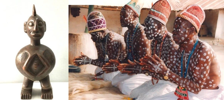 Фигурка Обаталы и жрецы в храме божества в Ифе | Источник: ; Dierk Lange, CC0, via Wikimedia Commons
