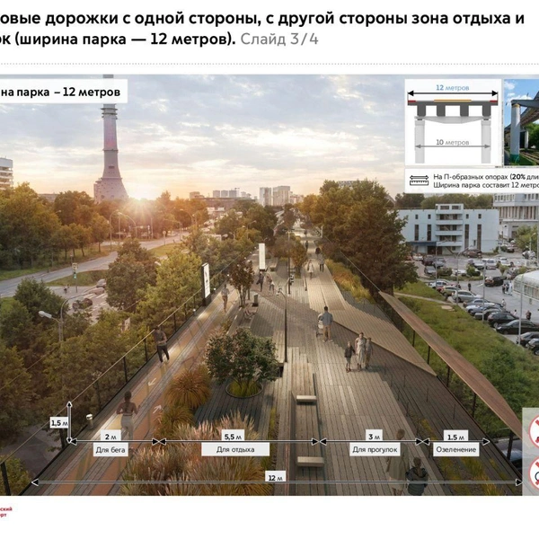 План будущего парка на месте монорельса | Источник: РМТМ | «Развитие Метрополитена и Транспорта Москвы» / T.me