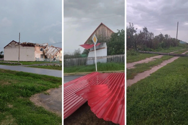 Житель района показал обстановку в селе после урагана | Источник: читатель 72.RU