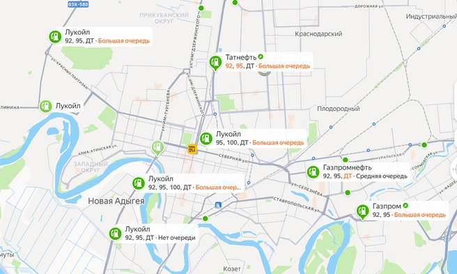 В городе вторая волна топливного кризиса  | Источник: yandex.ru/maps