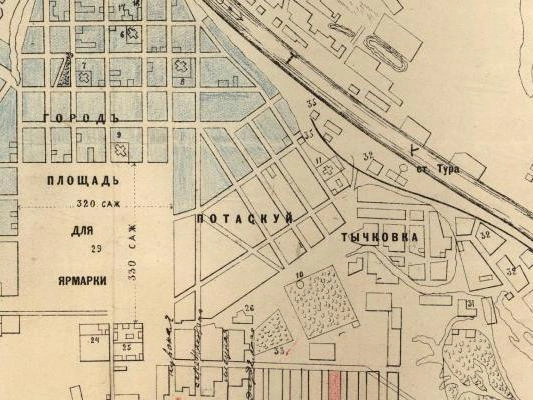 На старинных картах Потаскуй изображен практически на берегу реки Туры. | Источник: Краеведческий портал «Город Т»