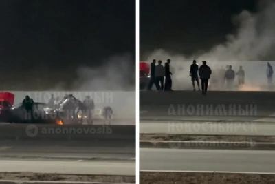 Автомобиль дрифтера сгорел на парковке «Сибирь-Арены»