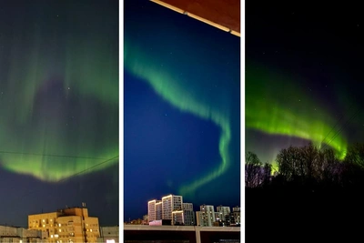 Северное сияние над Поморьем: снимки очевидцев