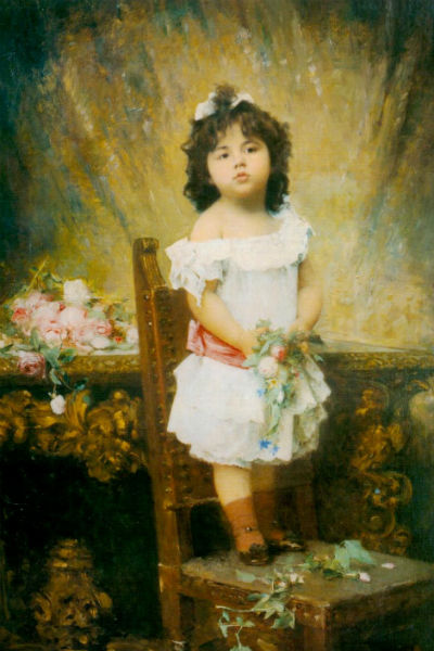 Алексей Харламов, «Девочка с цветами» (1890 г.) 