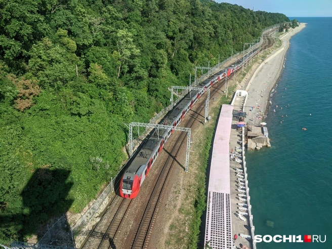 Всё побережье заняла железная дорога | Источник: Оксана Витязь / SOCHI1.RU