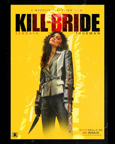 Фан-арт: кровожадная Зендая на постере к фильму «Убить Билла 3»