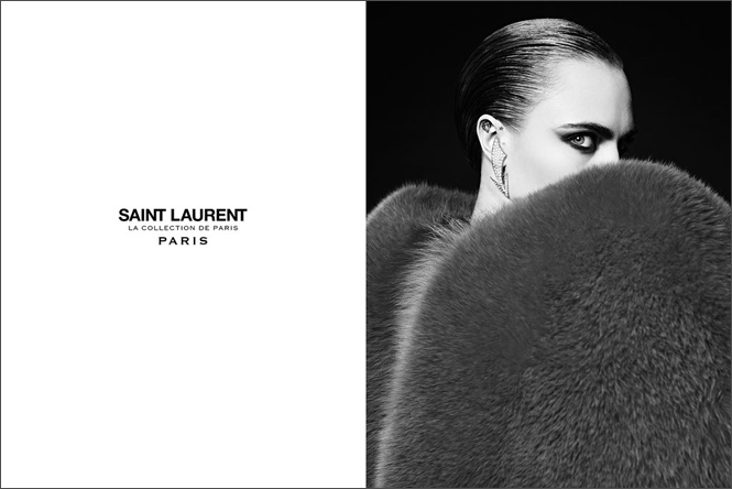 Кара Делевинь в кампании Saint Laurent