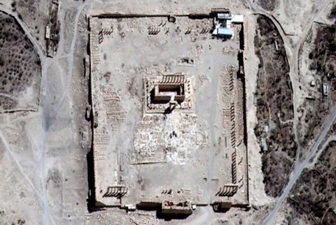 Вид со спутника на Храм Бэла до взрыва