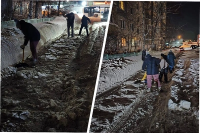 Жители МЖК самостоятельно расчистили дорогу от снега