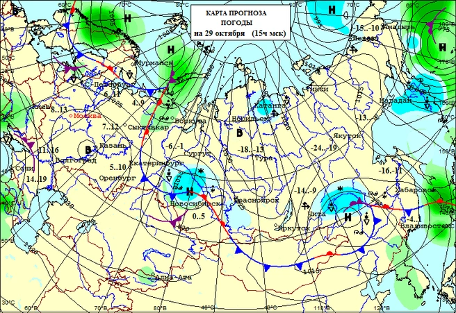 Карта погоды в России | Источник: meteoinfo.ru