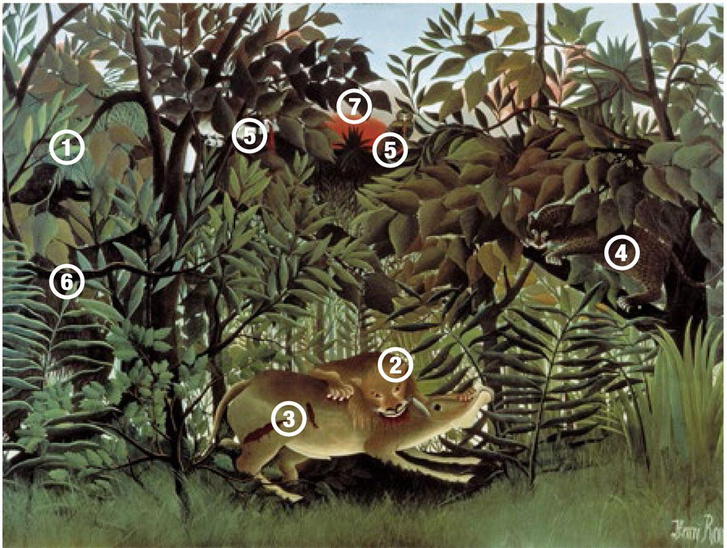 Парижские джунгли: 7 деталей картины «Голодный лев бросается на антилопу» Анри Руссо