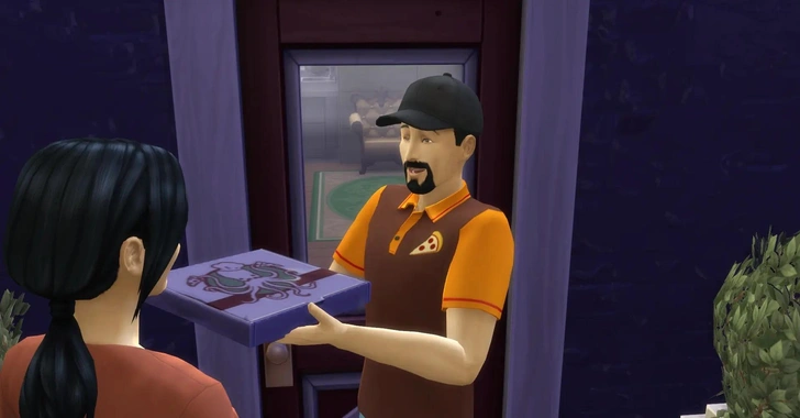 НПС из Sims доставляет пиццу