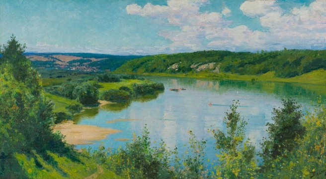 «Ока. Летний день». 1890-е годы. Единственная «летняя» картина с видов имения в Бёхово | Источник: Третьяковская галерея / my.tretyakov.ru
