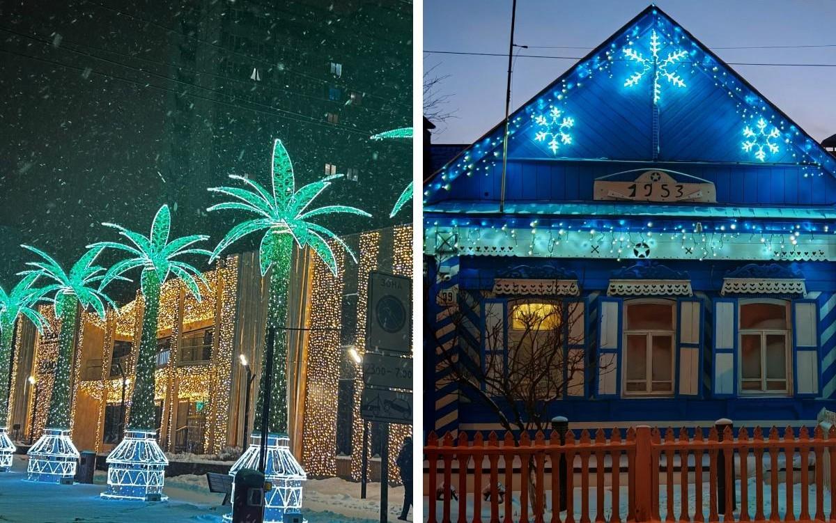 Пальмы в инее, избушки в огнях — как Тольятти украсили к Новому году. Много фото 