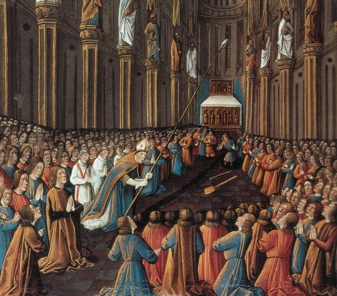 «Обретение святого копья», миниатюра XV века | Источник: Wikimedia Commons