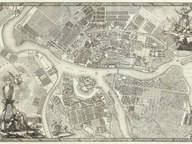 План Петербурга | Источник: Михаил Иванович Махаев The David Rumsey Map Collection, Общественное достояние