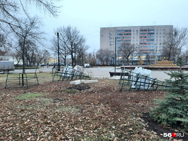 Конструкции под будущие елки | Источник: Анастасия Баринова / 56.RU