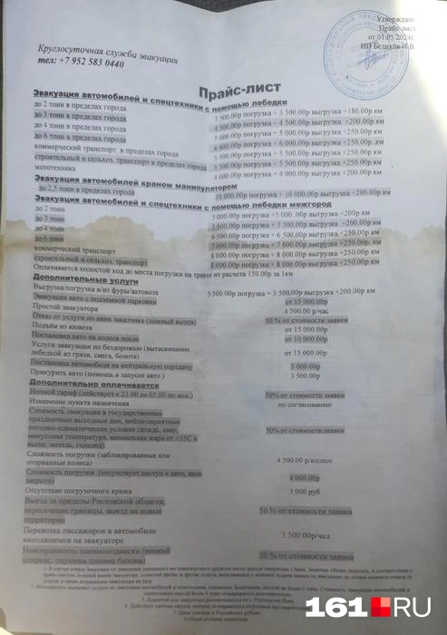 Прайс-лист | Источник: предоставлено героиней публикации
