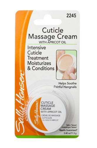Крем для массажа кутикулы Cuticle Massage Cream, Sally Hansen. Глубоко увлажняет и смягчает кутикулу, успокаивает болезненные заусенцы, защищает кутикулу от высыхания и предотвращает появление трещин.